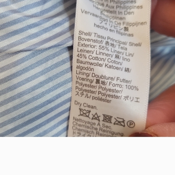 J. Crew Factory Linen Blend Navy And White Gingham Single Button Blazer - Picture 7 of 11